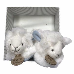 Doudou Paris French Chaussons Lamb Baby Booties Slippers White Blue Plush Soft